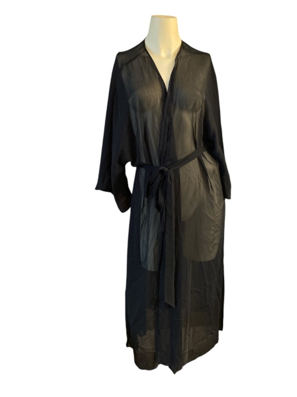 No boundaries women's black sheer kimono robe, cover up women’s size L- XL